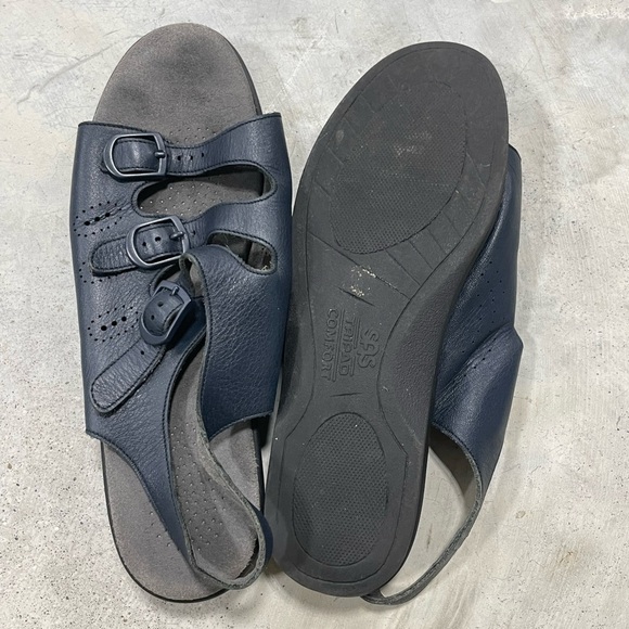 SAS Tripad Comfort Three Strap Sandals Women Size 8.5 Narrow Blue Leather Buckle - Picture 7 of 8